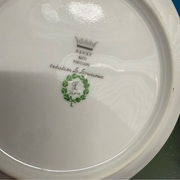 Philippe Deshoulieres Lourioux porcelain canapé plates wine cheese set of 4